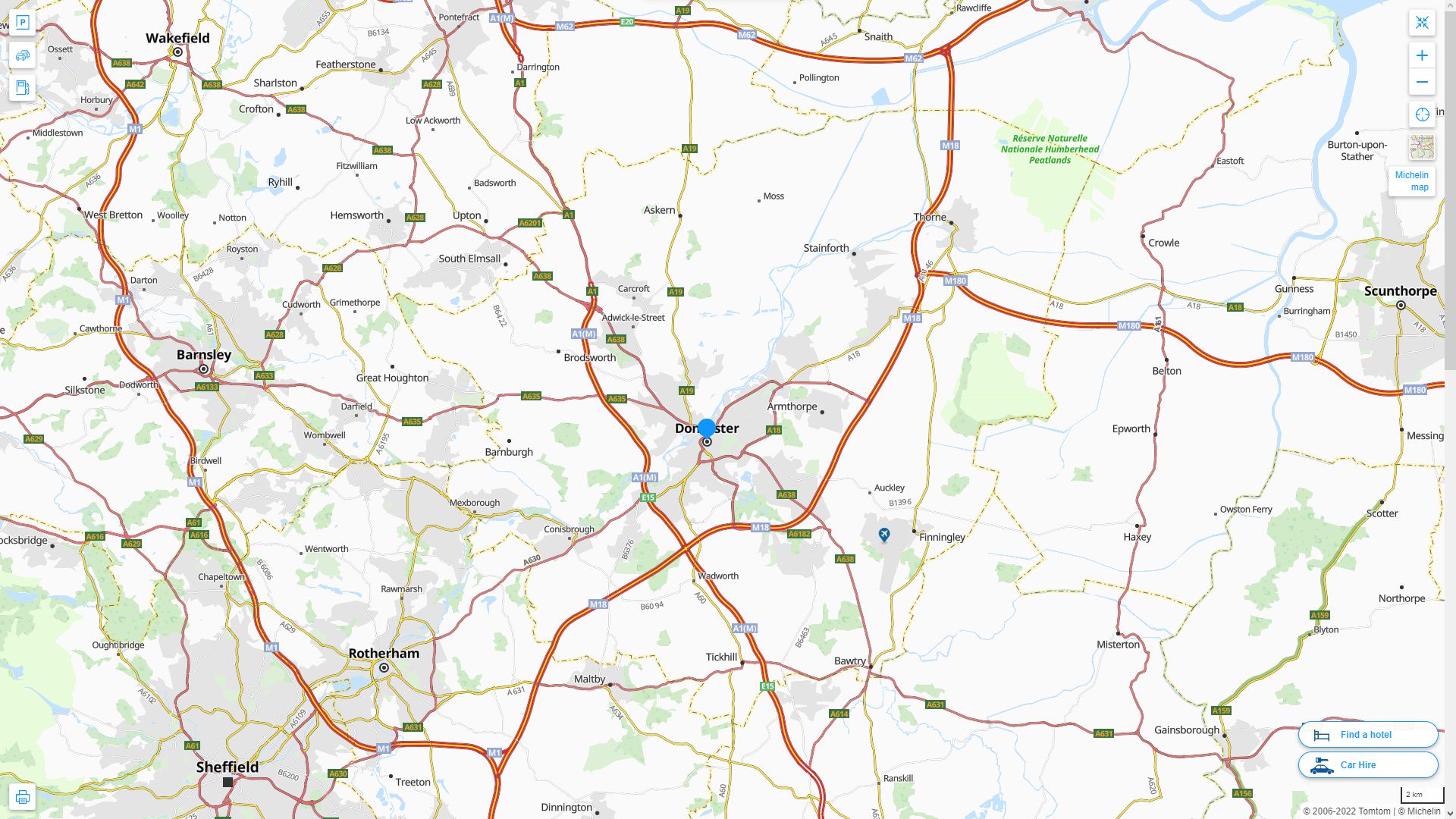 Doncaster Royaume Uni Autoroute et carte routiere